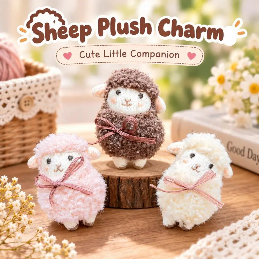Plush Woolly Lamb Brooch Pin – Fluffy Sheep with Bowknot