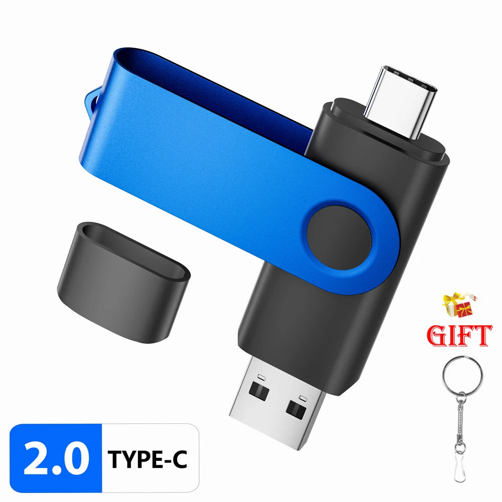 USB & Type-C 2-in-1 Flash Drive 4GB–128GB | Keychain Pendrive