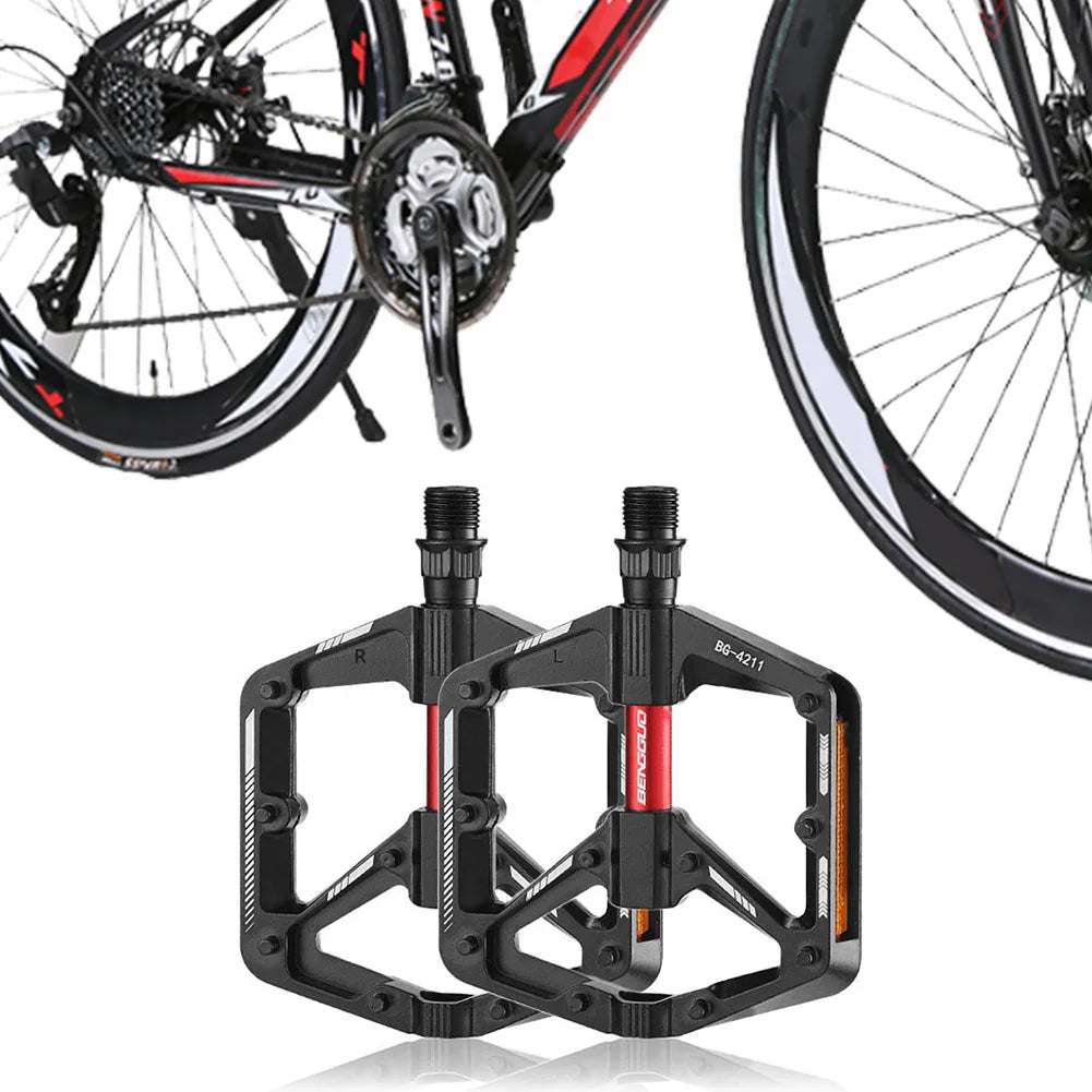 Ultralight Aluminum Bike Platform Pedals – Reflector & Anti-Slip Bicycle Platform Pedals PRIMED
