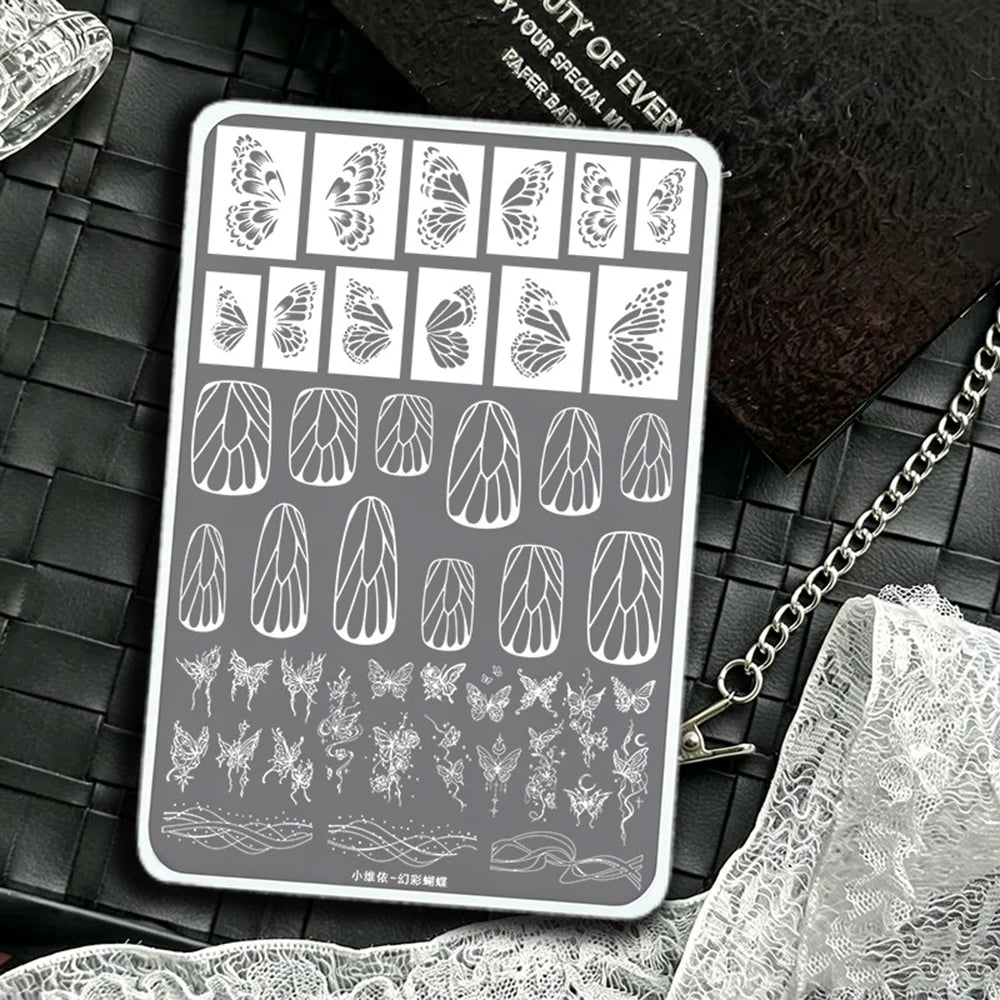 MAFANAILS Butterfly Nail Stamping Plate – Steel Stencil Tool Nail Stamping Plate PRIMED