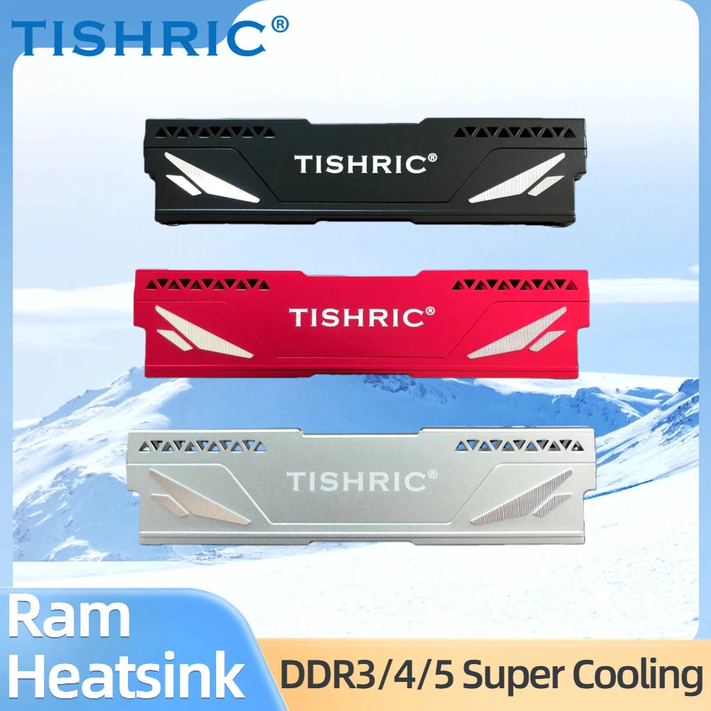 TISHRIC RAM Heatsink DDR5/DDR4/DDR3 Aluminum Cooler + Thermal Pads RAM Heatsink Cooler PRIMED