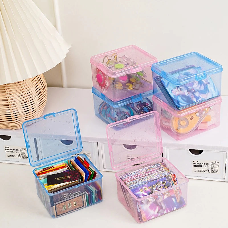 Transparent Photocard Storage Box Flip Case Desk Organizer Card Storage Box PRIMED