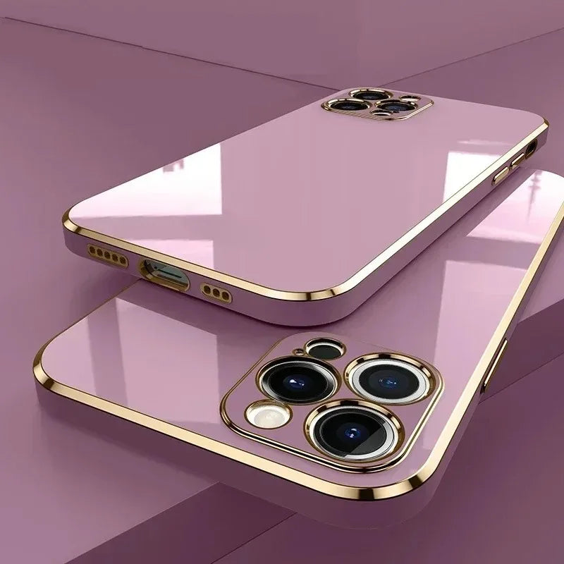 Glossy Silicone iPhone Case 11–17 Pro Max | Shockproof Slim Silicone Phone Case PRIMED Purple For iPhone 17