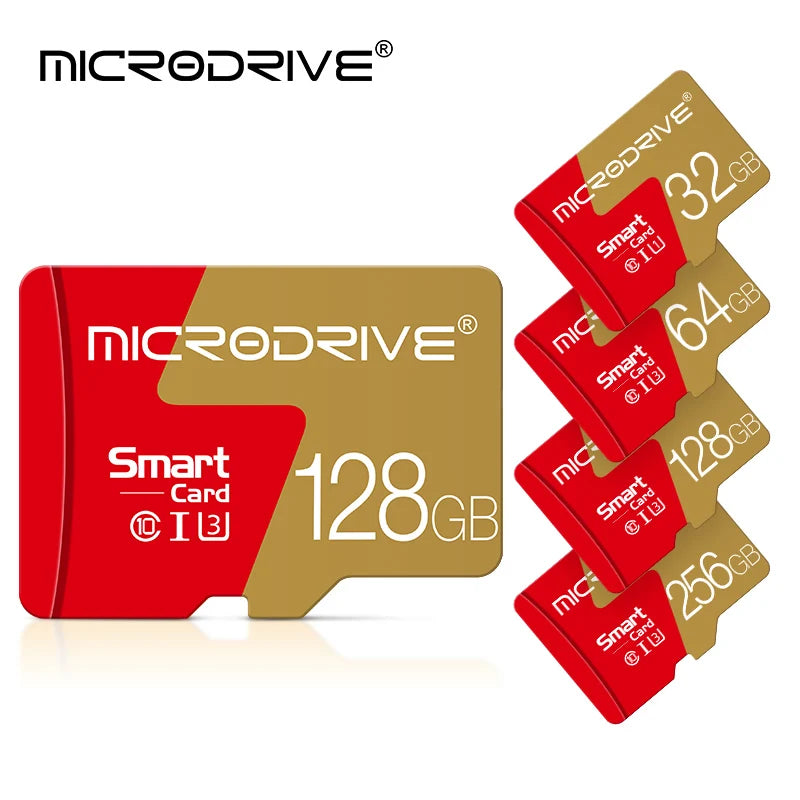MicroDrive Micro SD Card 4–256GB Class 10 U3 V30 + Adapter Micro SD Card PRIMED