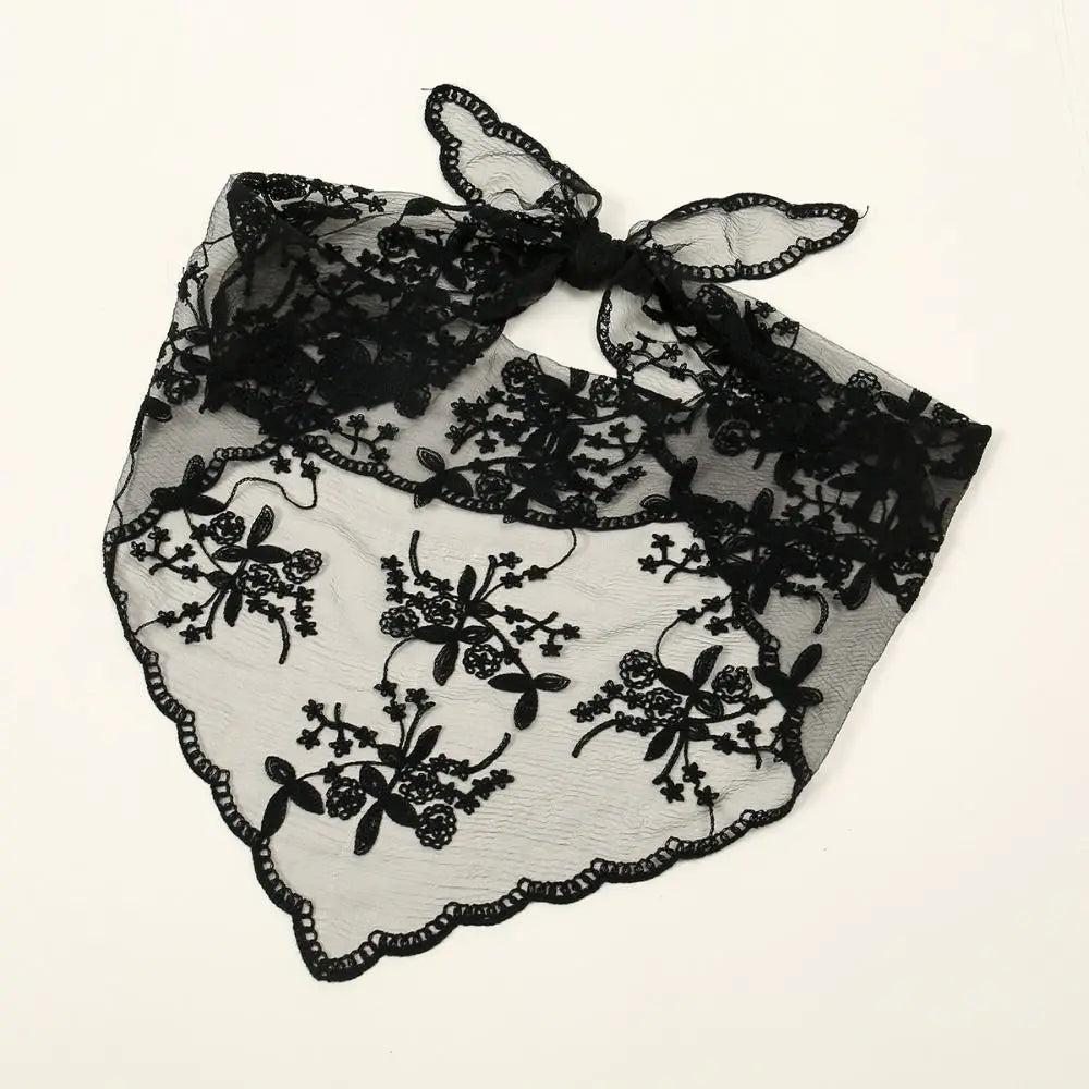 Hollow Lace Hair Scarf Headband – Vintage Triangular Bandana Lace Hair Scarf PRIMED
