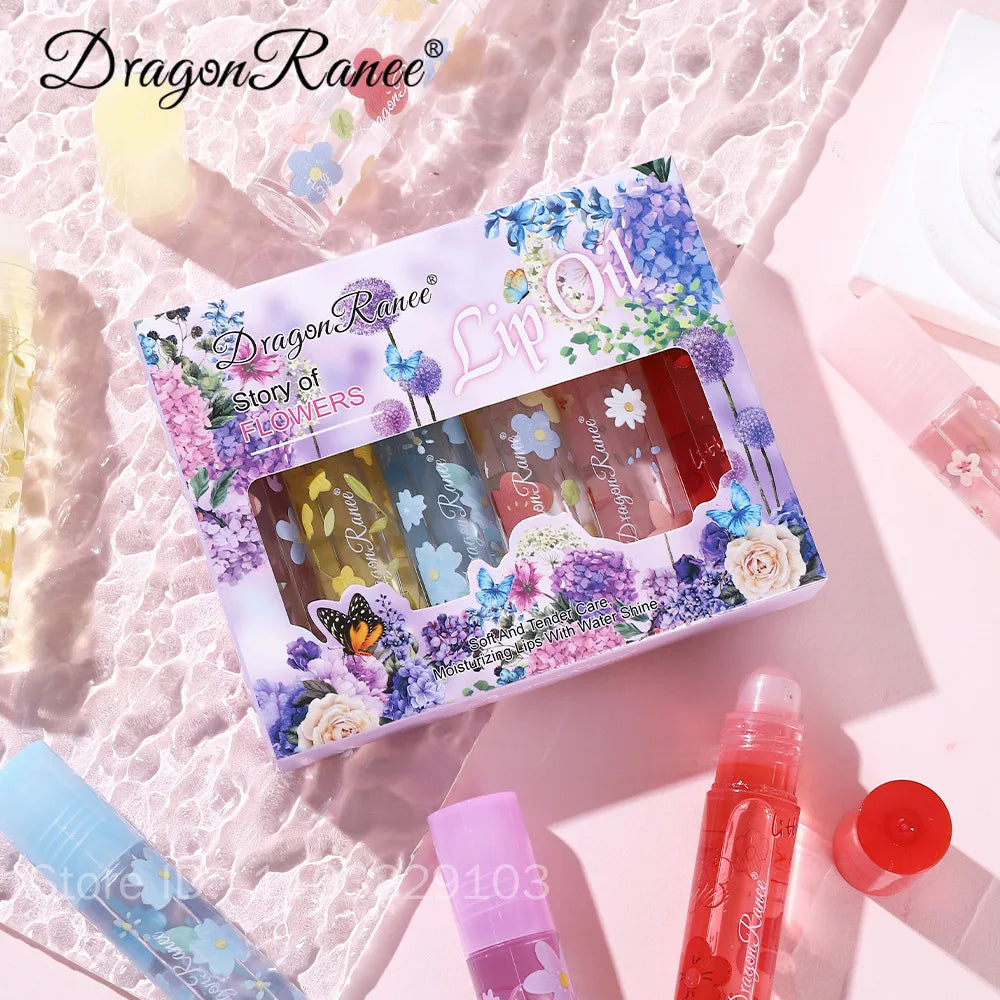 6-Pack Fruit Roll-On Lip Balm & Clear Lip Oil Gloss Set Lip Oil Gloss Set PRIMED