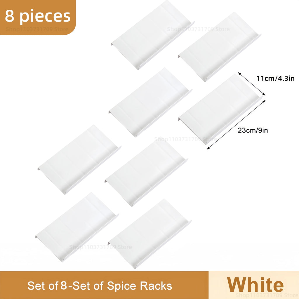 4-Layer Adjustable Spice Drawer Organizer – 16-Jar Rack Set Spice Drawer Organizer PRIMED 8 pieces white rack