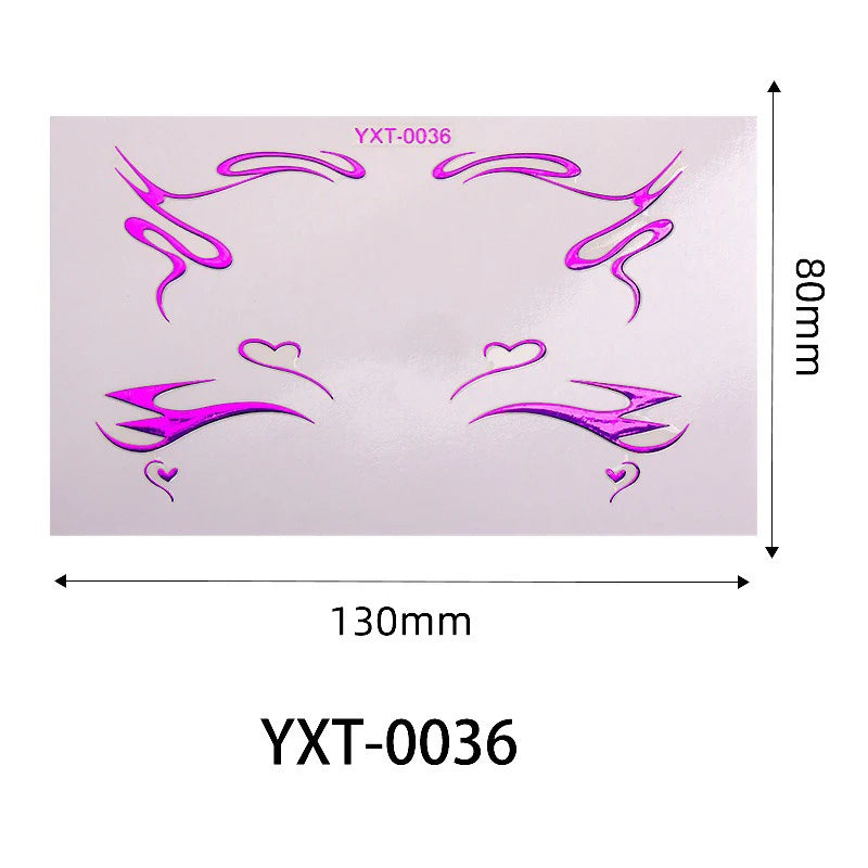 Purple Red Metallic Eye Makeup Stickers | Temporary Tattoo