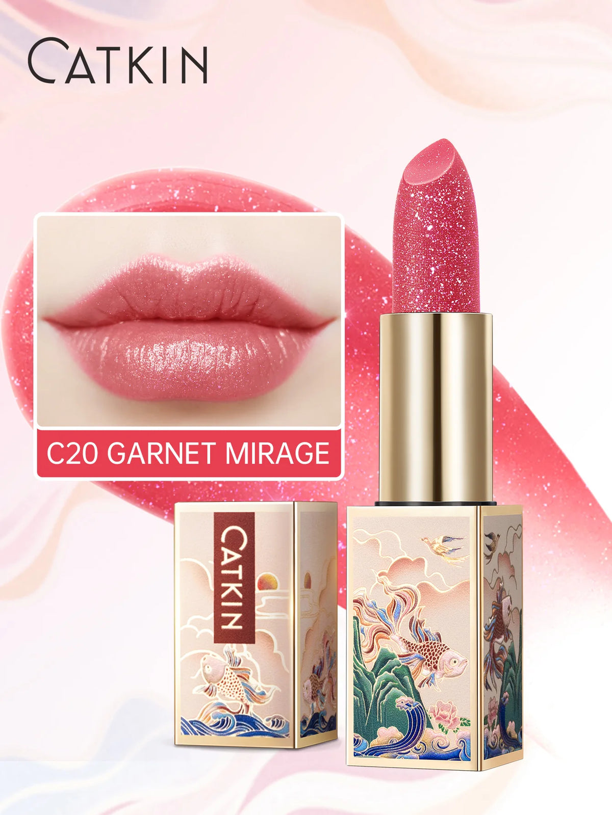 CATKIN Colored Lip Balm – Moisturizing & pH-Activated Glow Colored Lip Balm PRIMED C20 GARNET MIRAGE