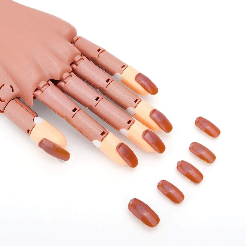 300Pcs ABS Nail Practice Replacement Tips – Brown Finger Tips Nail Practice Tips PRIMED