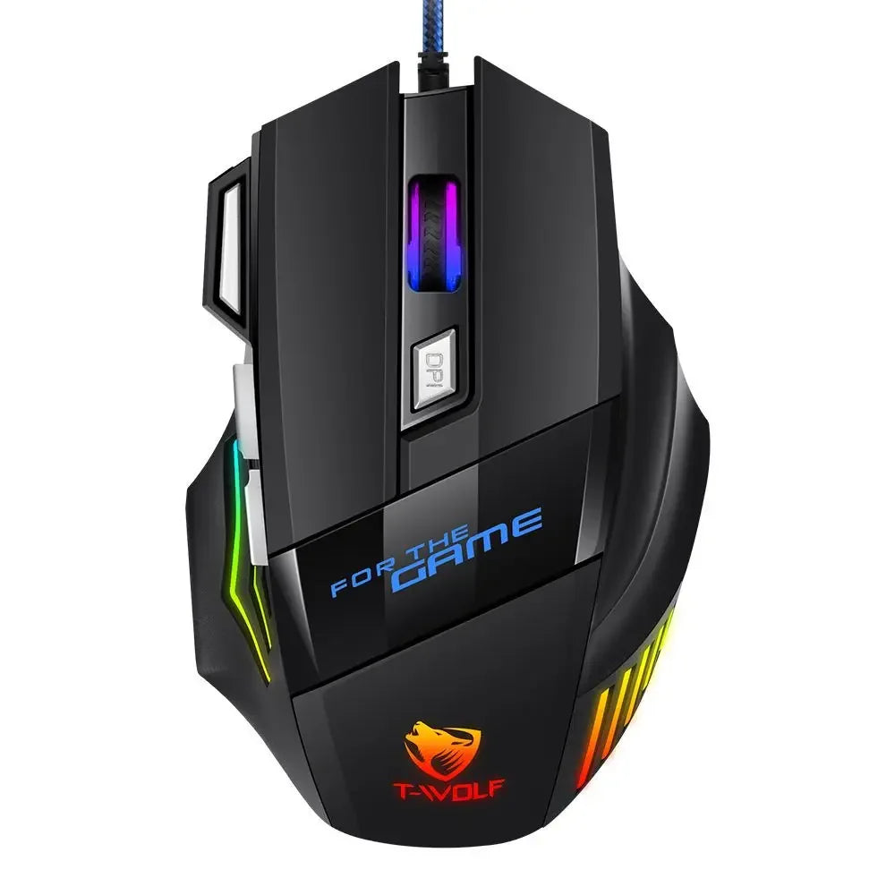 USB Wired Gaming Mouse 7 Button RGB Backlit 2400 DPI Ergonomic