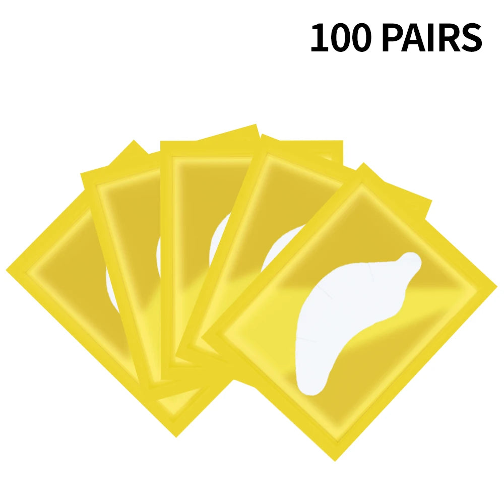 100 Pairs Hydrogel Under Eye Pads for Eyelash Extensions Eyelash Extension Pads PRIMED YB-100pcs Yellow