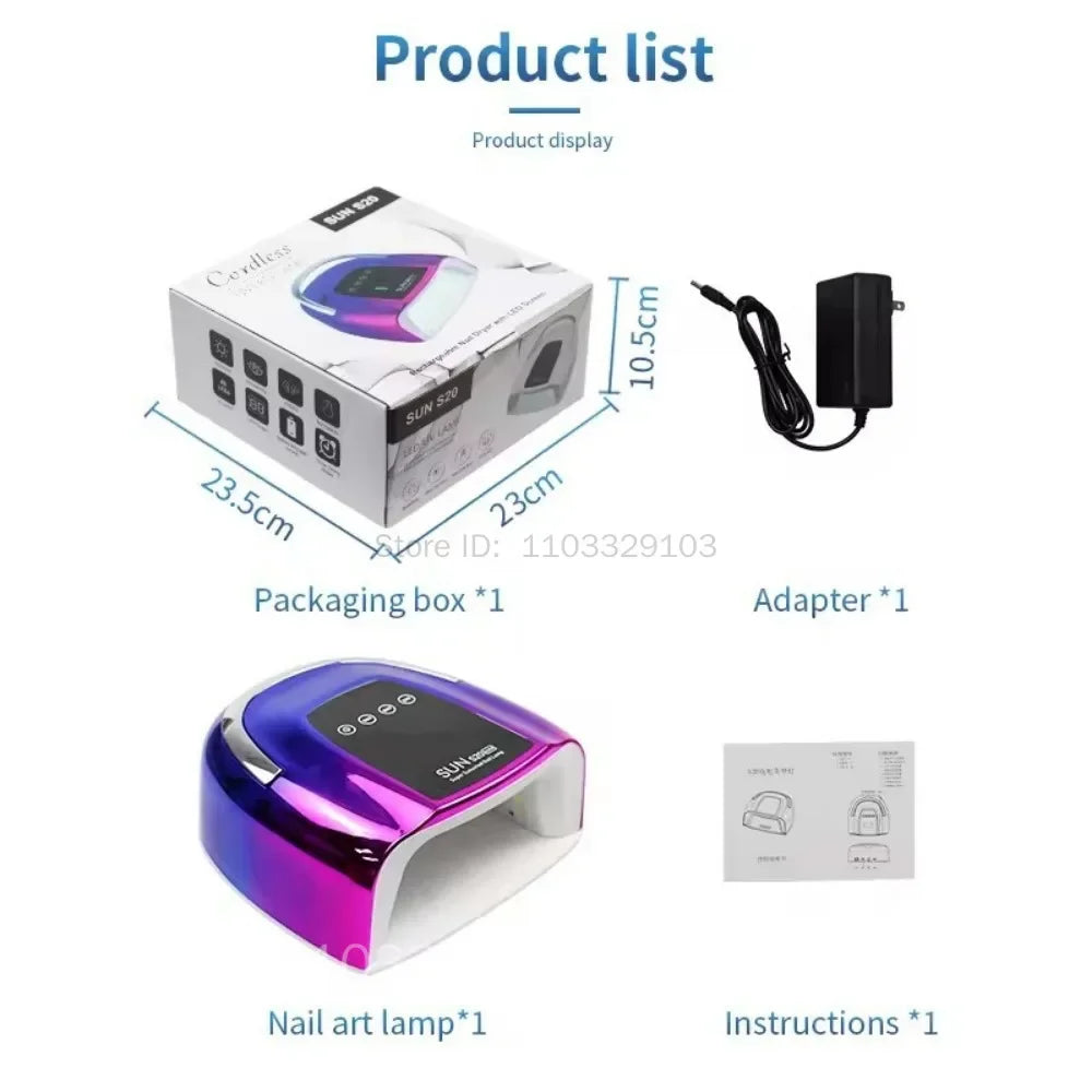 200W 48-LED Rechargeable Wireless UV Nail Curing Lamp UV Nail Curing Lamp PRIMED