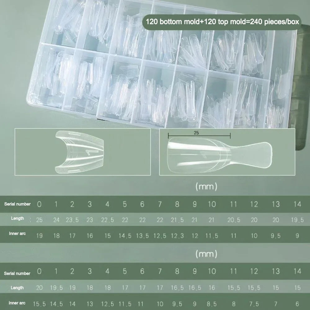240pcs Oval Dual Nail Forms – Gel & Acrylic Clear Extensions