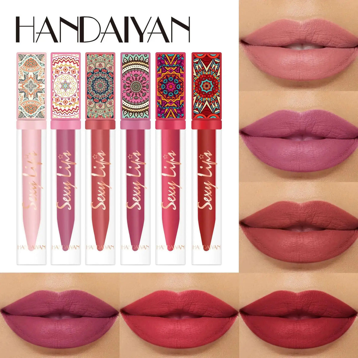 Handaiyan Bohemian Matte Liquid Lipstick – 6 Earth Tone Shades Matte Liquid Lipstick PRIMED