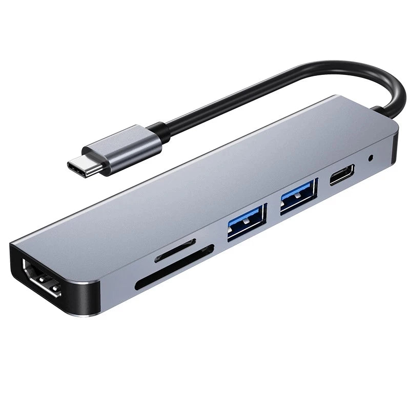 UTHAI 6-in-1 USB-C Hub – 4K HDMI, USB 3.0, SD/TF, PD