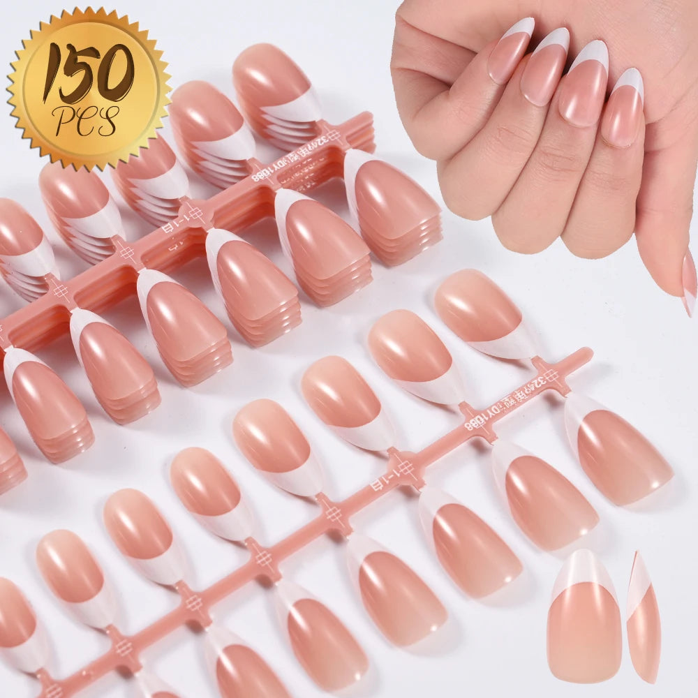 150pcs Almond French Press-On Nails | Full Cover False Nail Tips