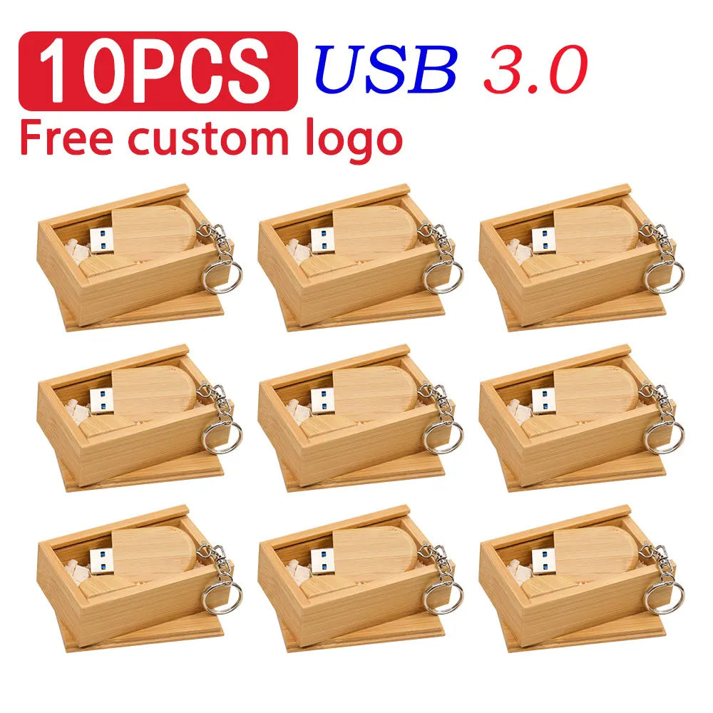 10-Pack Custom Logo Maple Wood USB 3.0 Flash Drives 8–128GB Wooden USB Flash Drive PRIMED 8 GB Carbon-BOX