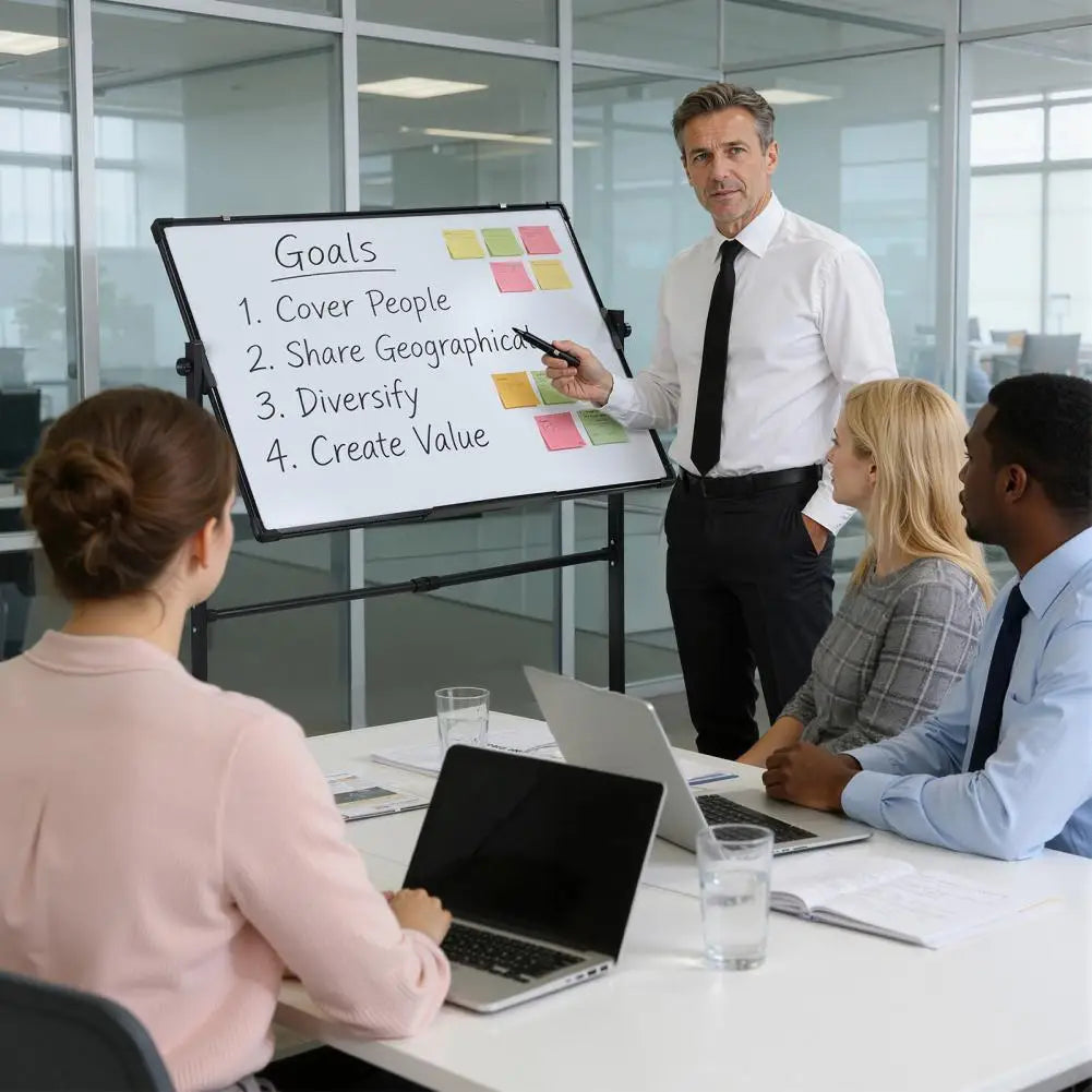 Rolling Magnetic Whiteboard 40x28" | Double-Sided Height Adjustable Rolling Whiteboard Easel PRIMED