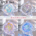 4-Jar Aurora Opal Nail Glitter Powder Set – Mirror Shimmer Nail Glitter Powder PRIMED 4Pcs Set