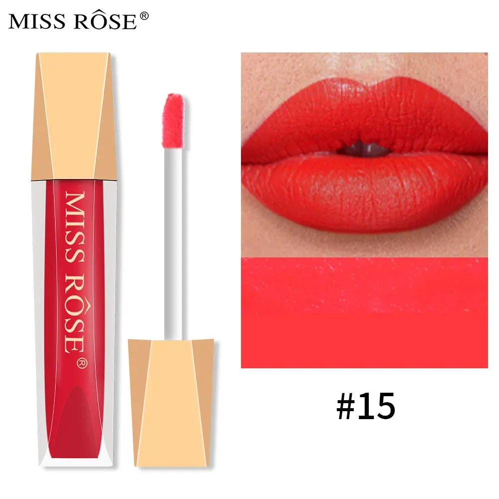 Miss Rose 16-Color Velvet Matte Lip Glaze – Waterproof Lip Gloss Matte Lip Gloss PRIMED MISS ROSE6701-032-15