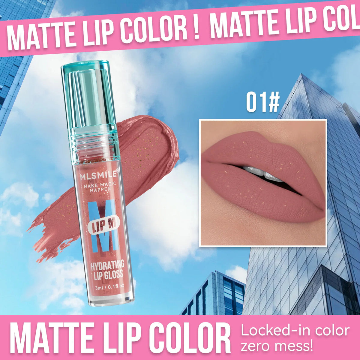 MLSMILE Pearl Nude Lip Gloss – Waterproof Moisturizing Glaze Lip Gloss PRIMED 01