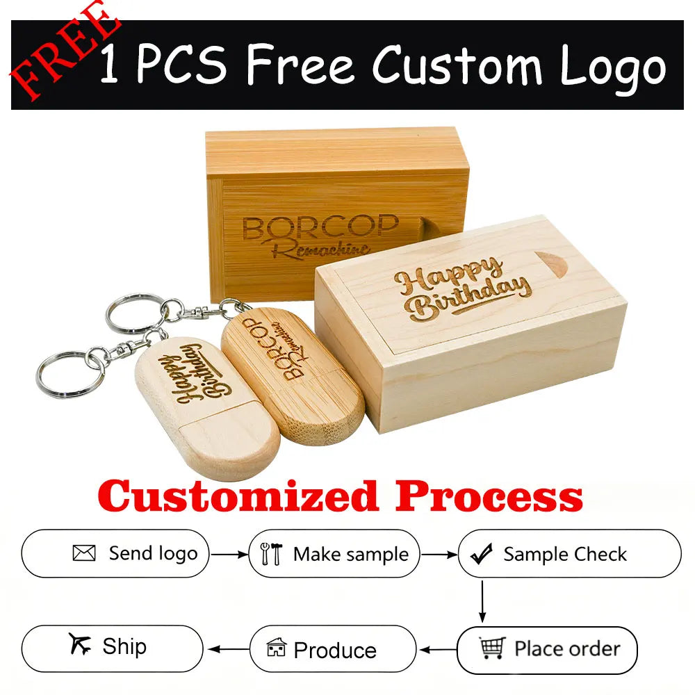 Wooden USB Flash Drive 8–32GB Custom Logo Bulk | 10/20/50 Pcs USB Flash Drive PRIMED