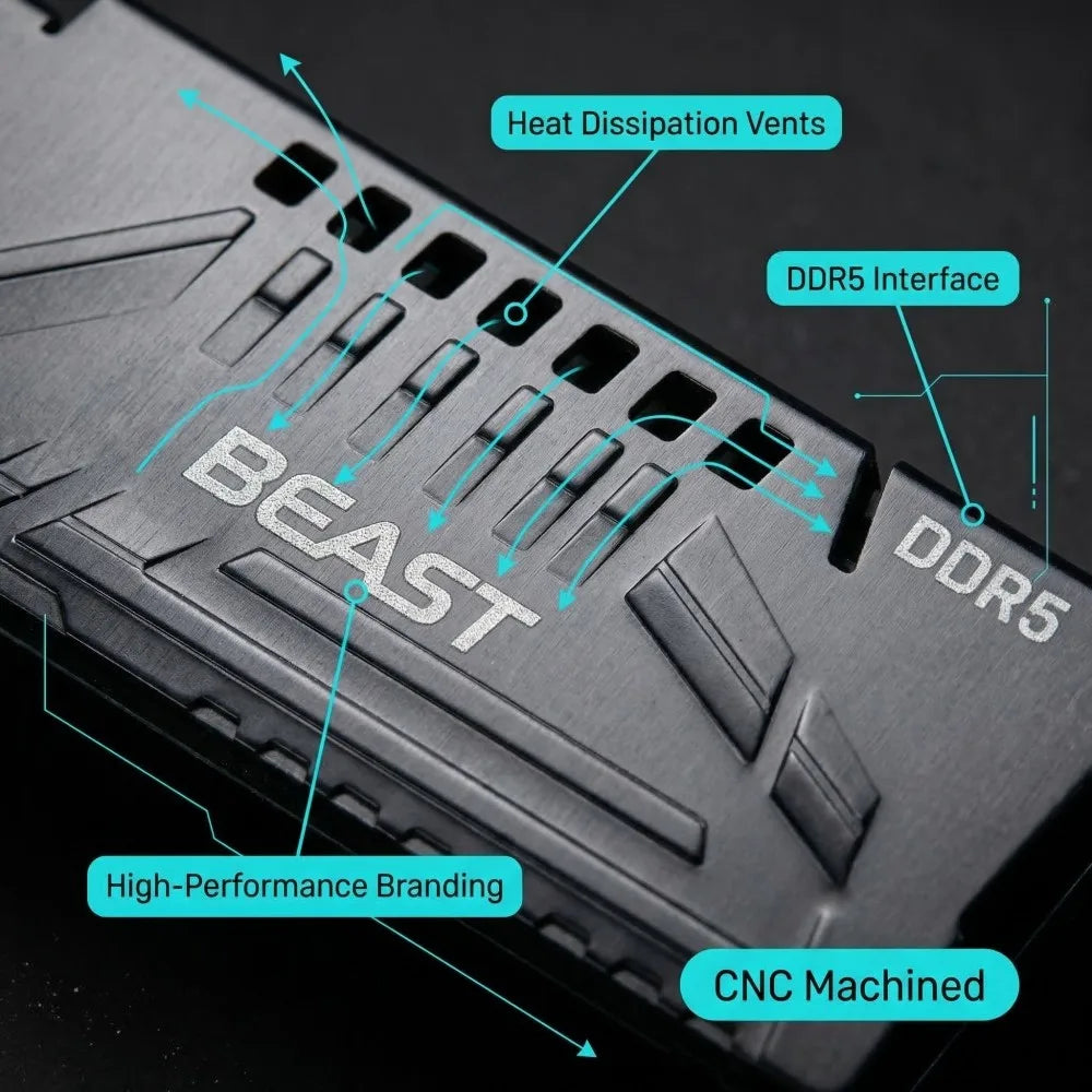 TISHRIC DDR5 RAM Heatsink – Aluminum Cooling Vest & Thermal Pad RAM Heatsink Cooler PRIMED