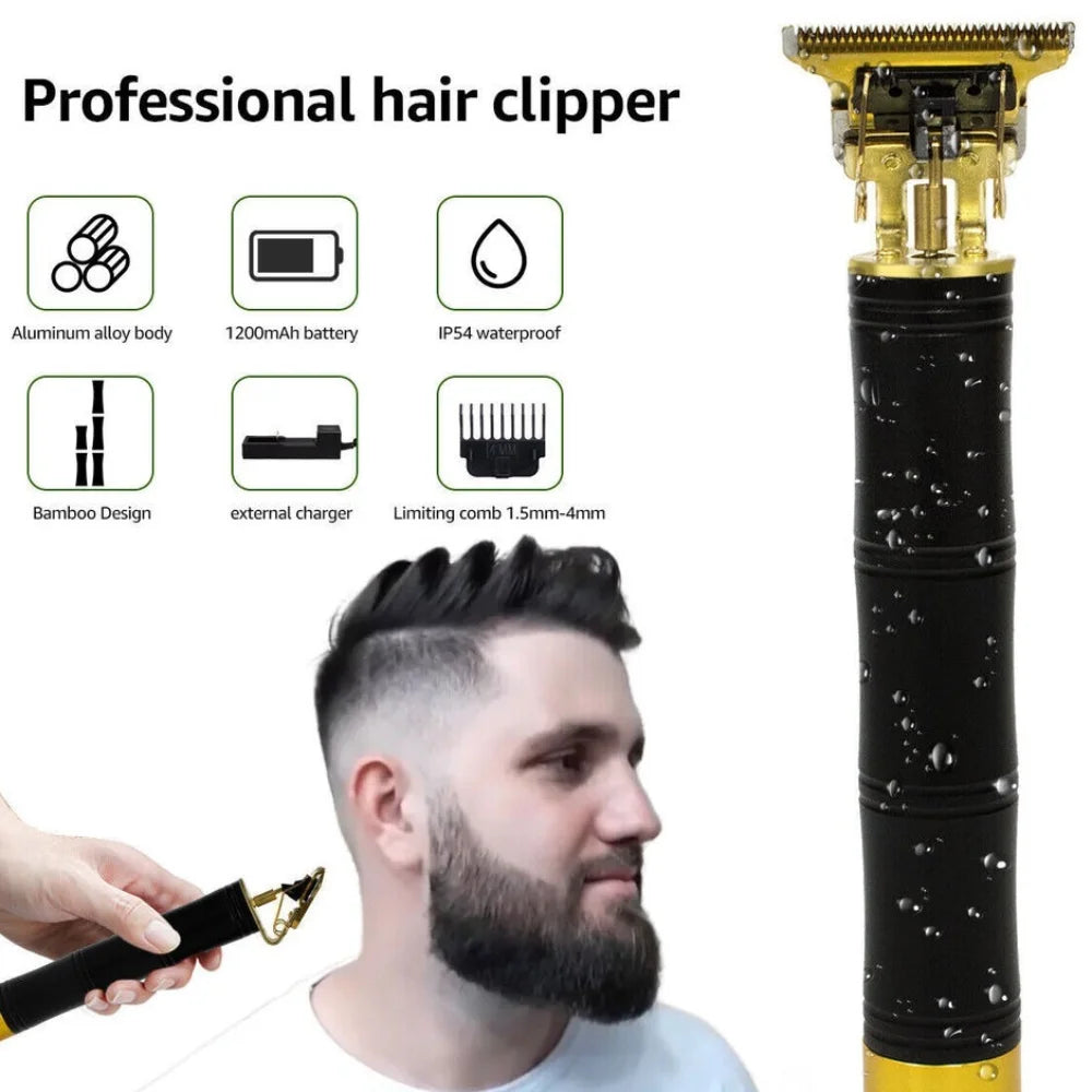 Cordless Professional T-Blade Hair Trimmer – Waterproof Clipper