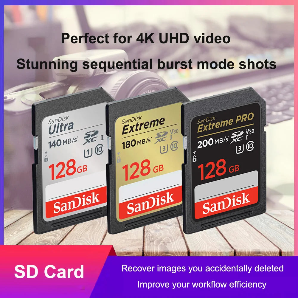 SanDisk Ultra/Extreme Pro SD Card 32GB–256GB UHS-I | Camera SD Memory Card PRIMED