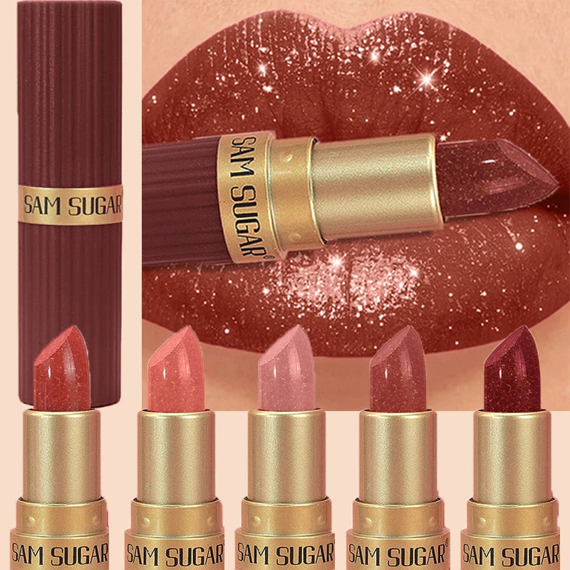 Pearlescent Glitter Velvet Lipstick – Waterproof Metallic Lip Gloss Glitter Lip Gloss PRIMED