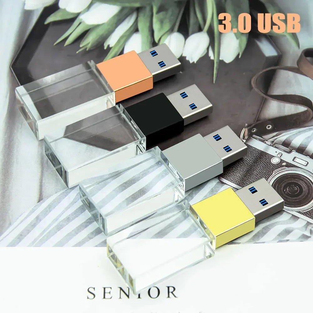 10-Pack Crystal USB 3.0 Flash Drive 8–128GB | Custom Logo USB Flash Drive PRIMED