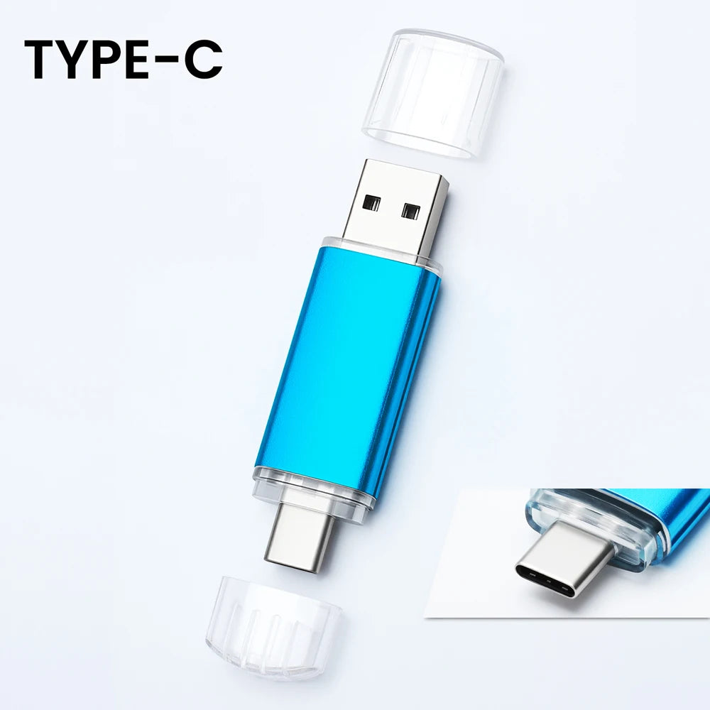 Type-C USB Flash Drive 4GB–128GB | Free Custom Logo Black USB Flash Drive PRIMED Blue 128MB(NOT GB)