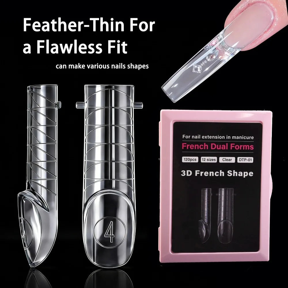 140Pcs French Nail Dual Forms | 14 Sizes Ultra-Thin C-Curve