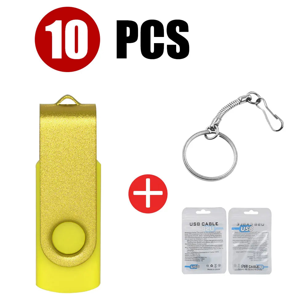 10-Pack Colorful USB Flash Drives 1GB–64GB | Custom Logo USB Flash Drive PRIMED 4GB Yellow USB 2.0