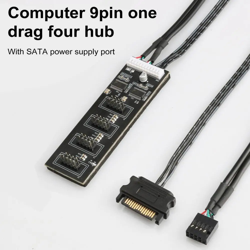 USB 2.0 Header Splitter 1-to-4 9-Pin Hub with SATA Power USB Header Splitter PRIMED