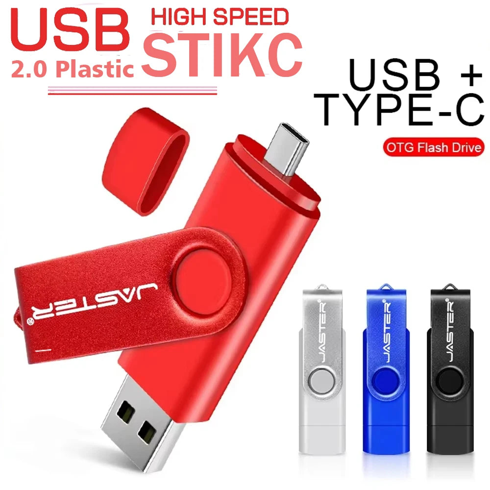 JASTER OTG Type-C USB Flash Drive 4GB–128GB | Metal 2-in-1 USB Flash Drive PRIMED