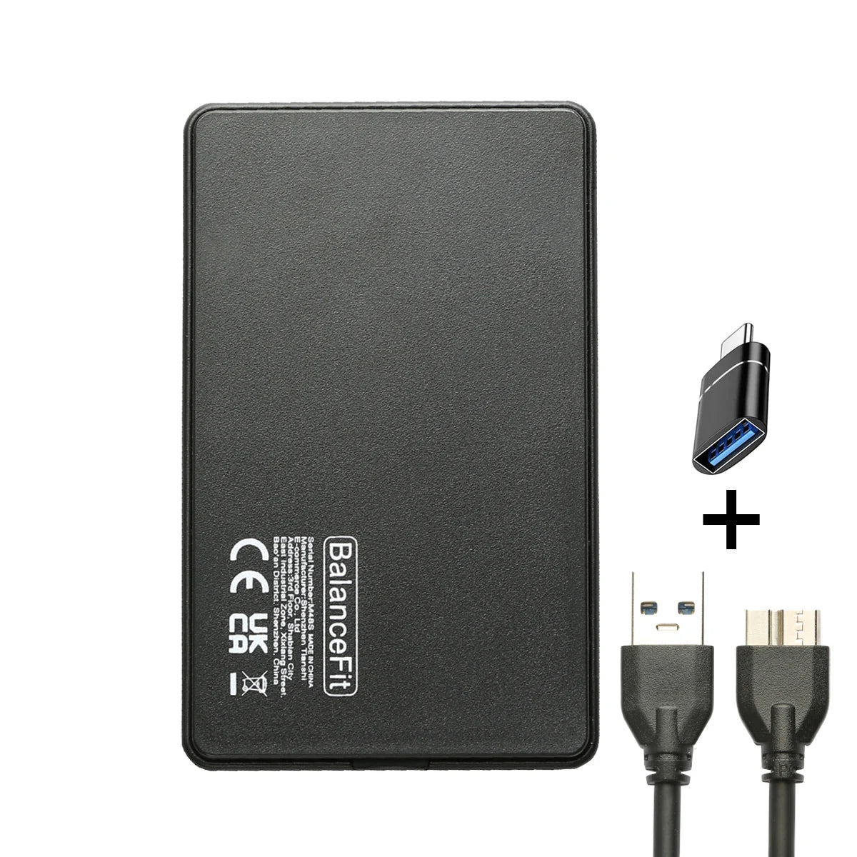 USB 3.0 Type-C 2.5" SATA SSD HDD Enclosure – 5Gbps Tool-Free HDD Enclosure PRIMED Micro B-USB A OTG-BK