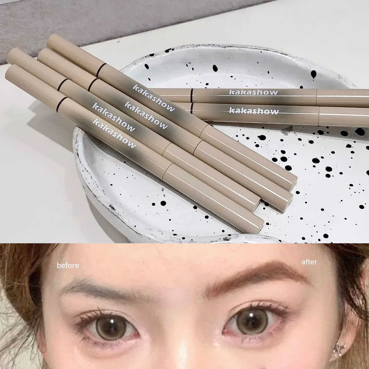 Kakashow Double-Head Eyebrow Pen & Dyeing Cream – Waterproof Eyebrow Makeup Set PRIMED