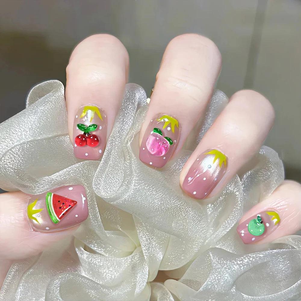 50Pcs 3D Strawberry Nail Charms – Kawaii Flat Back Resin Gems Nail Art Charms PRIMED