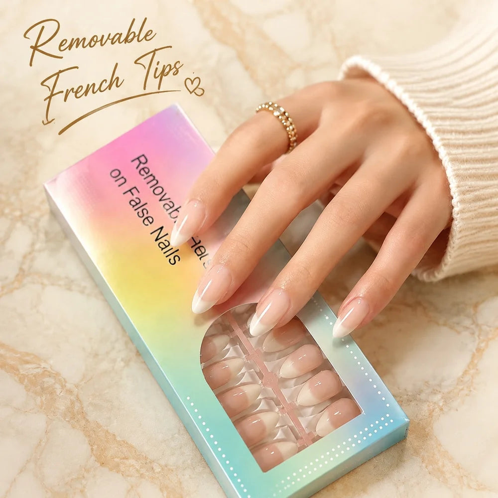 150Pcs Nude French Ombré Almond Press-On Nails | Full Cover