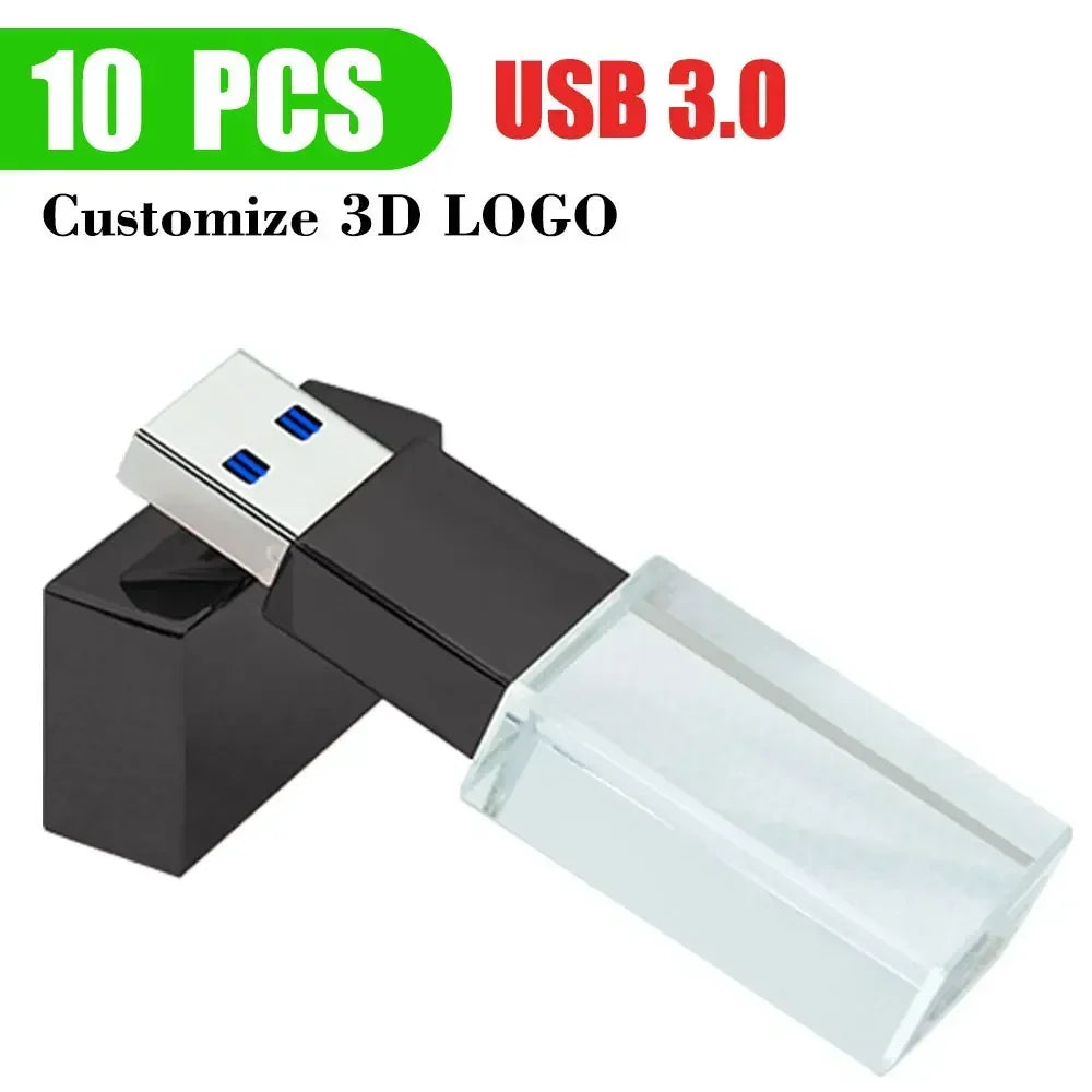 10-Pack Custom Logo Crystal USB 3.0 Flash Drives 8GB–128GB USB Flash Drive PRIMED 64GBX10PCS black usb
