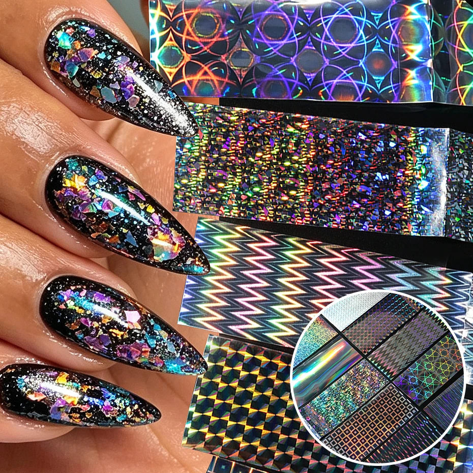 10 Rolls Aurora Laser Nail Transfer Foil – Starry Sky Stickers
