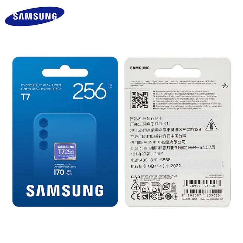 Samsung T7 microSDXC 128GB–1TB | U3 V30 A2 Memory Card MicroSD Memory Card PRIMED