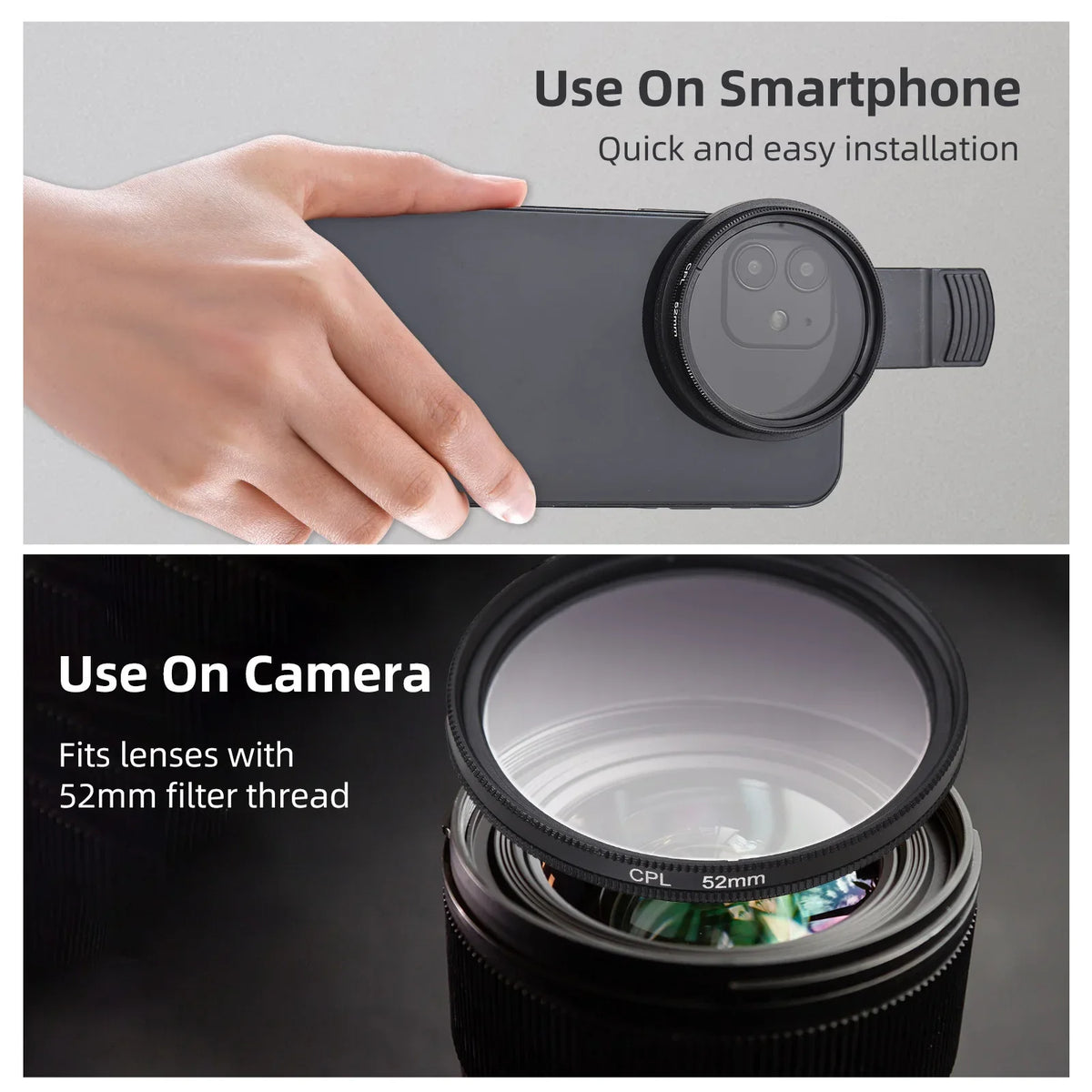 52mm CPL Filter Clip-On Lens for Smartphones | Maerknon Phone Camera Filter PRIMED