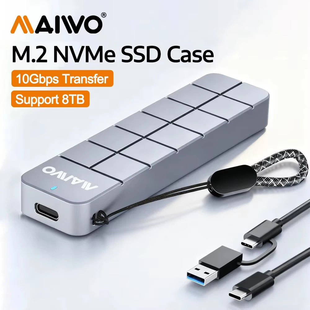 MAIWO M.2 NVMe SSD Enclosure USB 3.2 Gen2 10Gbps Aluminum SSD Enclosure PRIMED