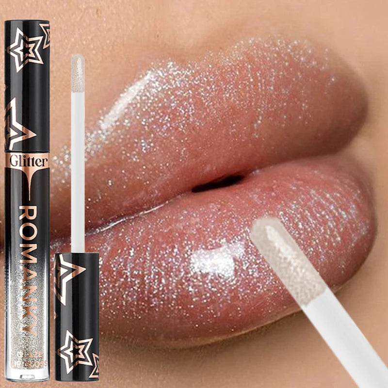 Pearl Metallic Lip Gloss – Waterproof Glitter Mirror Lip Glaze Lip Gloss PRIMED 01 2.3g