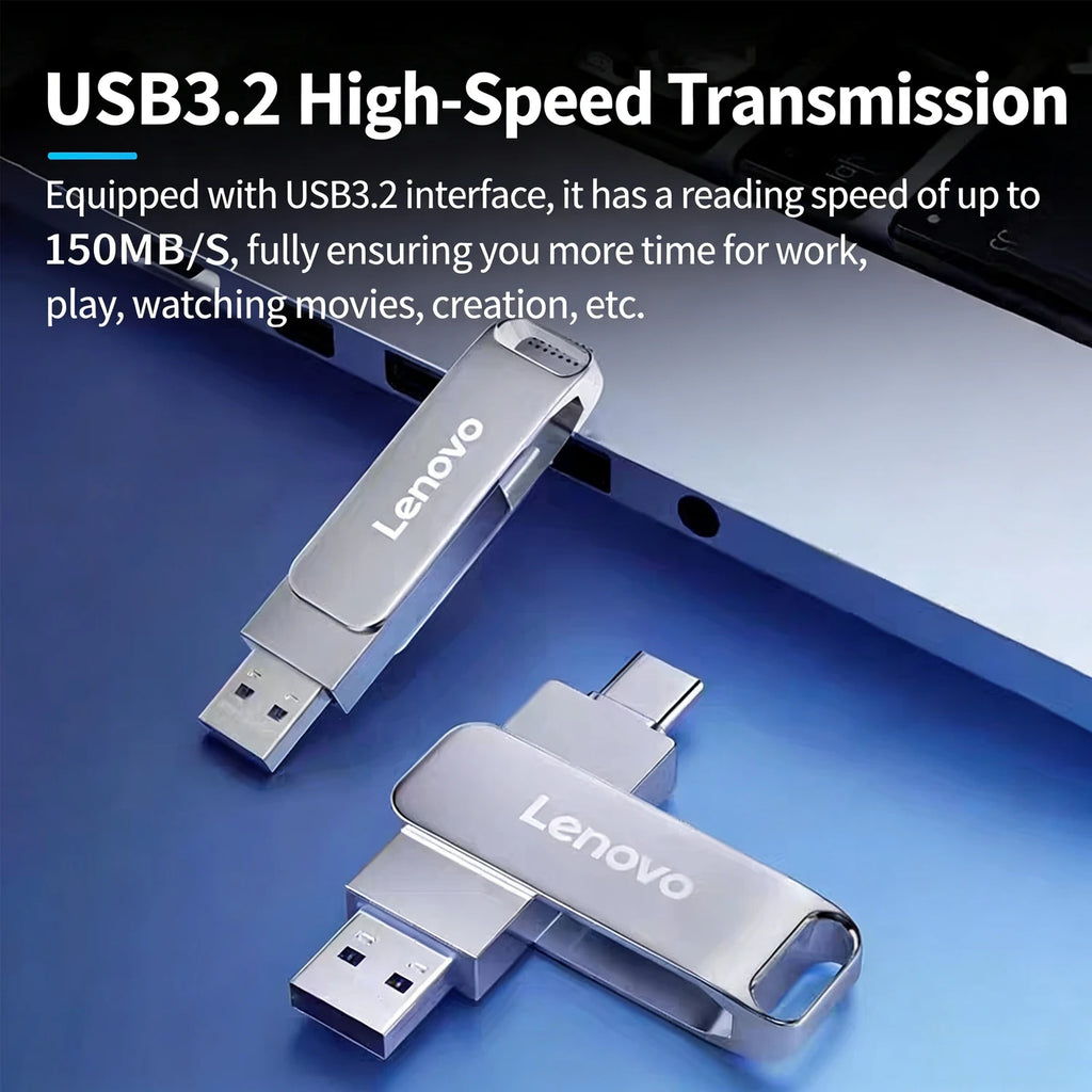Lenovo OTG USB 3.2 Flash Drive 1TB 512GB Metal Type-C Pendrive USB Flash Drive PRIMED