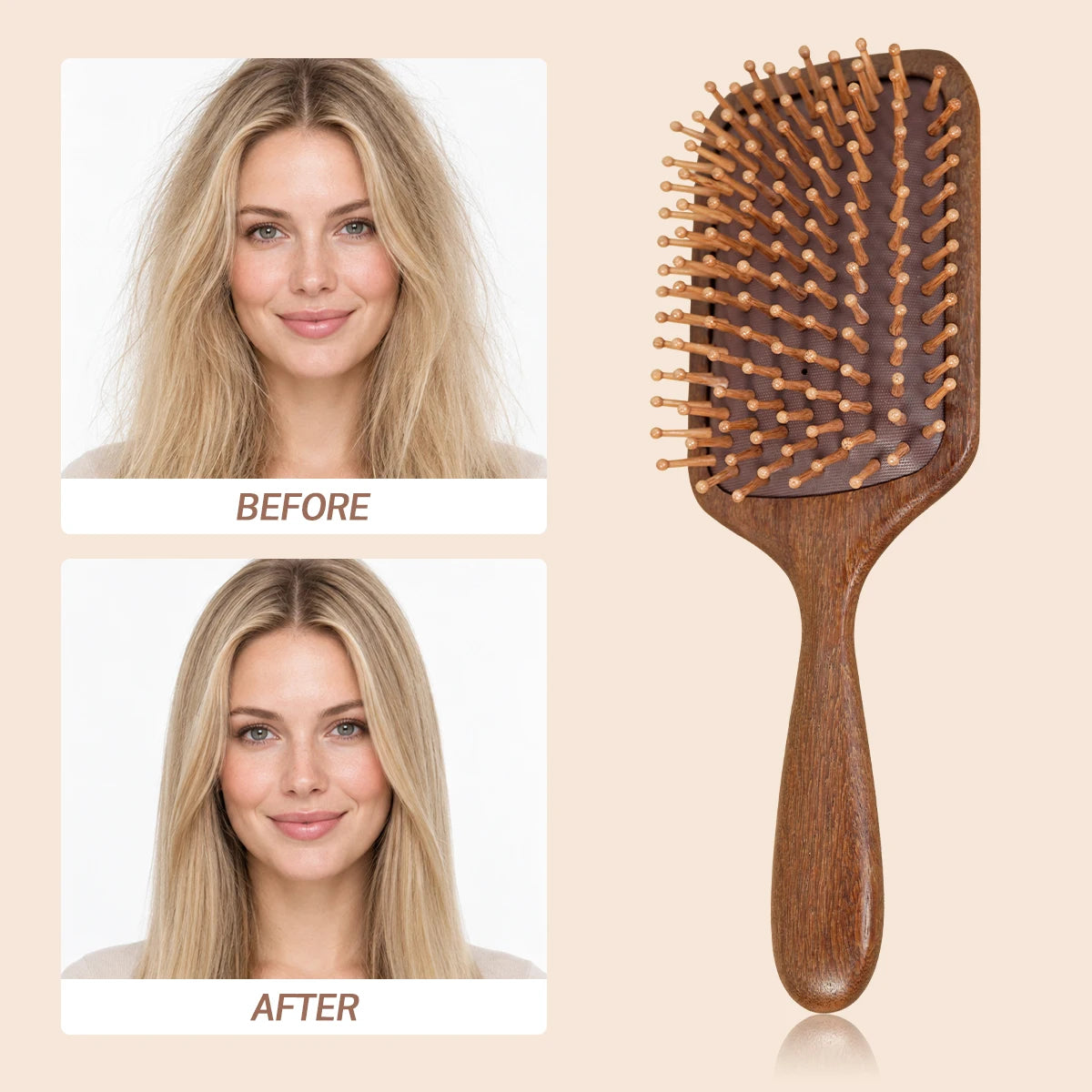 Wood Air Cushion Hairbrush – Detangling & Scalp Massage