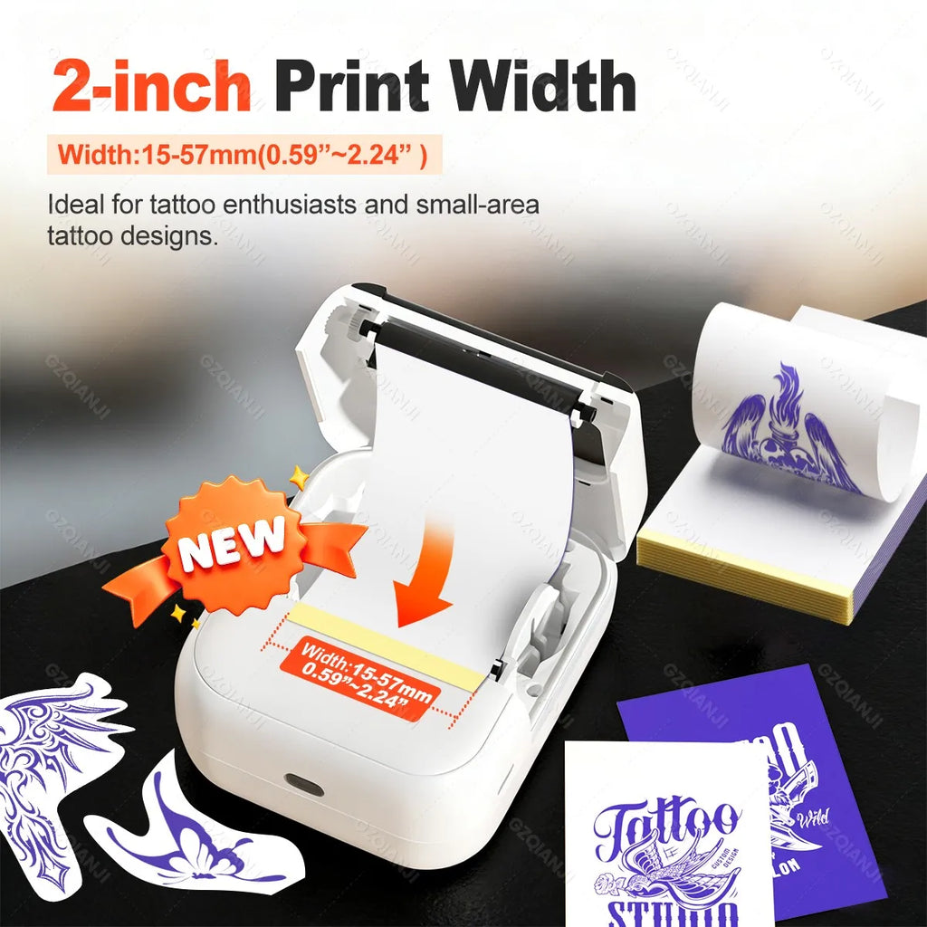 58mm Bluetooth Tattoo Stencil Printer – Mini 2" Thermal Maker Tattoo Stencil Printer PRIMED